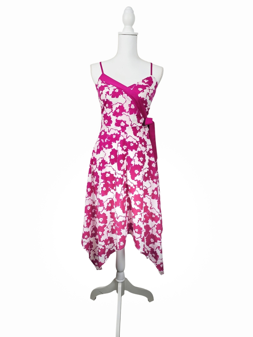 NWT Banana Republic Scarf Hem Pink & White Floral Faux Wrap Dress